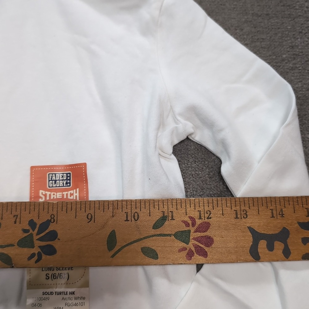 Faded Glory Girls Turtleneck Shirt S 6/6x White Stretch Long Sleeve NWT Vintage‎ - Picture 6 of 6